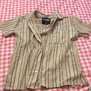 Hawke & Co Kids Beige and Brown Striped Button Down Shirt